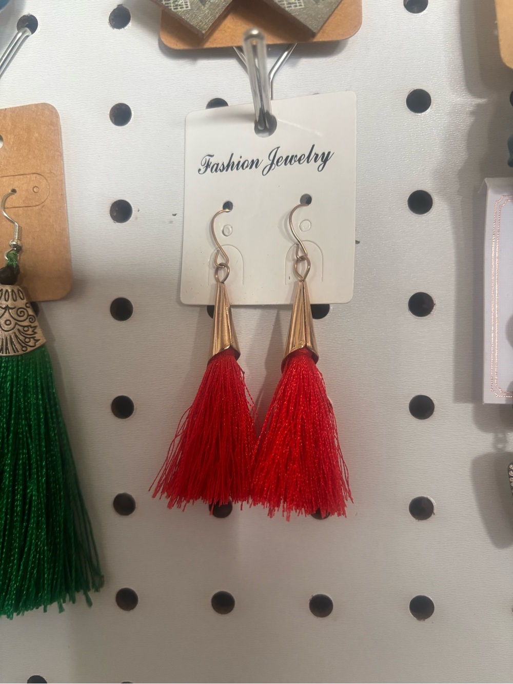 Fashion Jewelry Red and Gold Tassel Drop Earrings